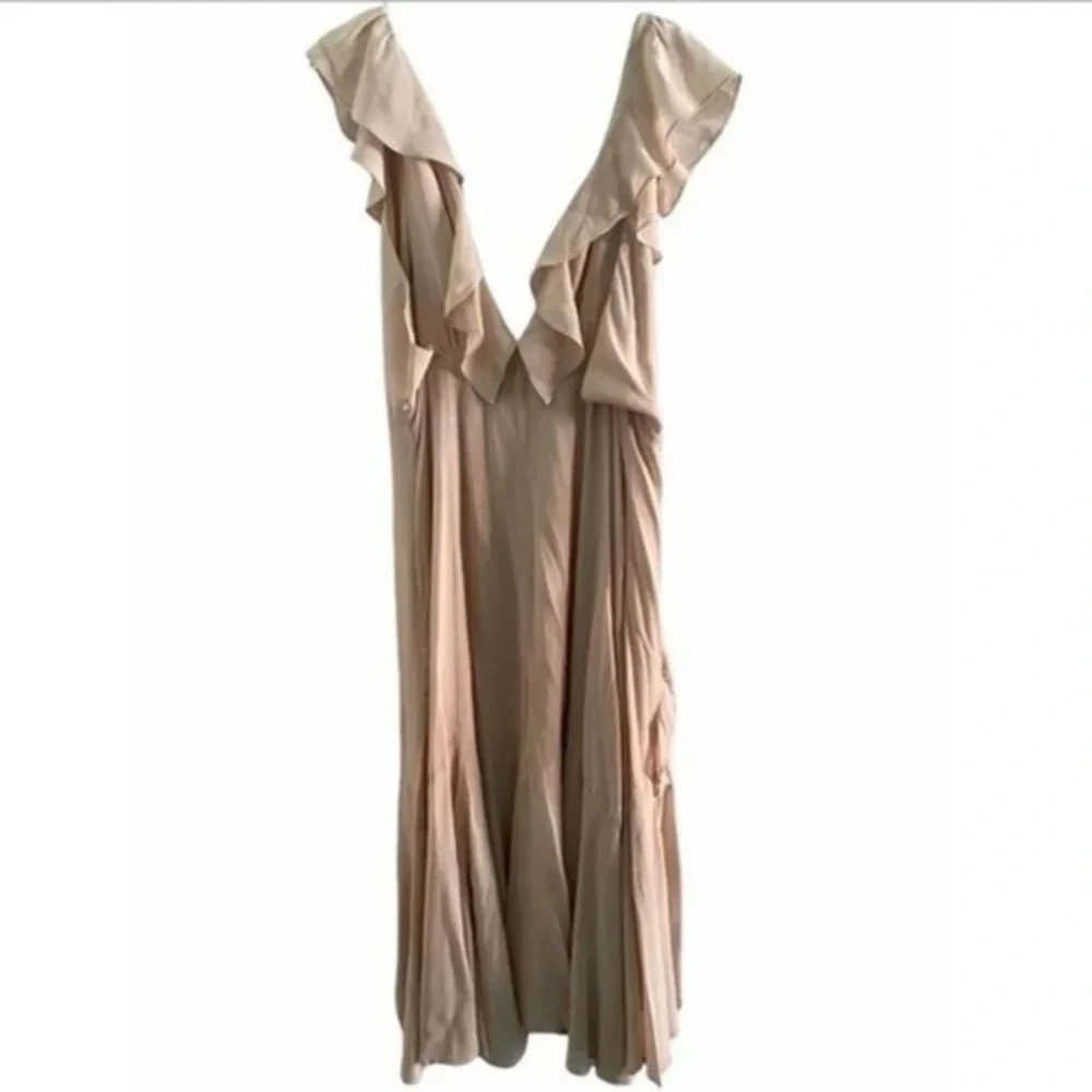 Reformation Ruffled Crepe Maxi Dress B814 - Picture 3 of 6